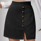 Ensfarvet mini bodycon-nederdel i ruskind