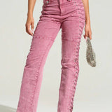 Denimjeans med snørebånd og snøre