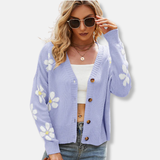 Manon Oversized Cardigan Vest | Blomsterstrikmønster