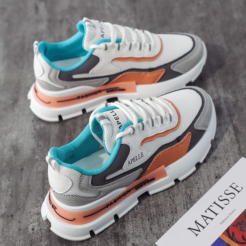 Damesneakers - Komfortabel tyk sål - Åndbar mesh - Afslappet snørelukning