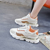 Damesneakers - Komfortabel tyk sål - Åndbar mesh - Afslappet snørelukning