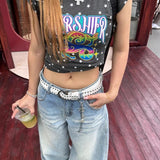 Højtaljede jeans med brede ben og broderi