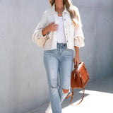 Langærmet frakke i børstet vaffelstrik