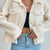 Off-White kort sherpajakke