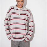 Stribet bluse med lange ærmer og en afslappet krave