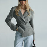 Vintage V-hals blazer med én knap