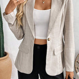 Vintage ensfarvet langærmet blazer