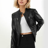 Tætsiddende PU bikerjakke