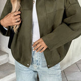 pilotjakke med ruskindslook-krave med hak