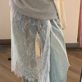 Alsidig miniskørt med et unikt lagdelt blondeforklæde og snøre