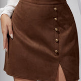 Ensfarvet mini bodycon-nederdel i ruskind