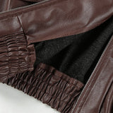 Vintage brun PU-læderjakke