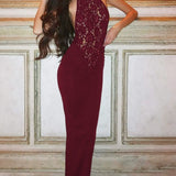 Sexet bodycon maxikjole i patchwork-blonder