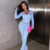 Todelt sæt: cropped hættetrøje med bogstavprint og skinny bukser