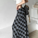 Højtaljet ternet bodycon-nederdel