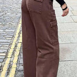 Højtaljede denimjeans med brede ben