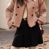 Kort houndstooth-tweedjakke