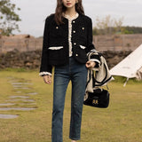 Retro uldjakke med blondepaneler