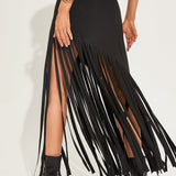 Gotisk mini-nederdel med punk-frynser