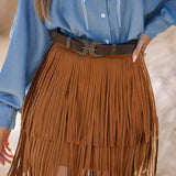 Elegant mini-nederdel med mesh-frynser