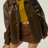 Oversized retro bikerjakke