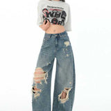 Retro falmede jeans med lange, lige ben