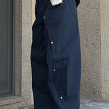 Cargobukser med vide ben, lav talje og nittede slidser