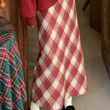 Vintage højtaljet trapeznederdel med slids