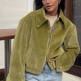 Kort, afslappet ruskindsjakke med revers