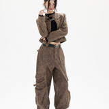 Kort bikerjakke i læder