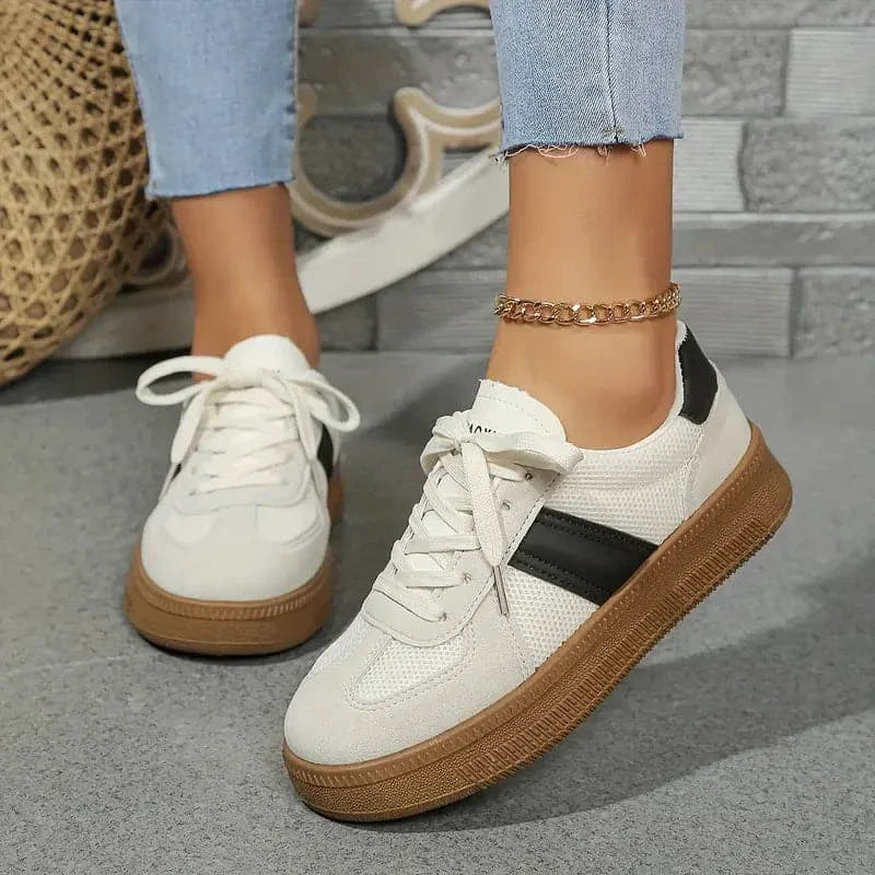 Damesneakers - Åndbare og komfortable - Snørebånd - Skridsikker sål