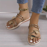 Damesandaler - Flere remme med hjertedetaljer - Flad og elegant komfort