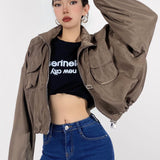 Kort cargofrakke med opretstående krave