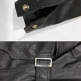 Langærmet PU-læderjakke