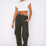 Trendy cargobukser med lige ben og flere lommer