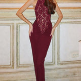 Sexet bodycon maxikjole i patchwork-blonder