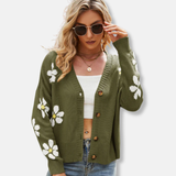 Manon Oversized Cardigan Vest | Blomsterstrikmønster