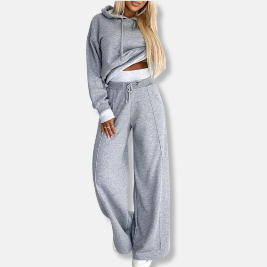 Damesæt i to dele - Glat strik - Høj talje - Afslappet pasform