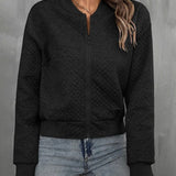 Damebomberjakke – Kort snit – Quiltet – Lynlåslukning – Ribbet kant