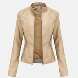 Amélie Fitted Læderjakke | Jakke med stående krave og lynlåslukning