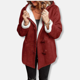 Dame fleecejakke – Hætte – Blødt for – Afslappet pasform – Længde til midt på låret