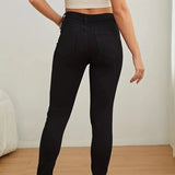 Dame Skinny Jeans - Høj Talje - Tætsiddende Snit - Strækbar Komfort