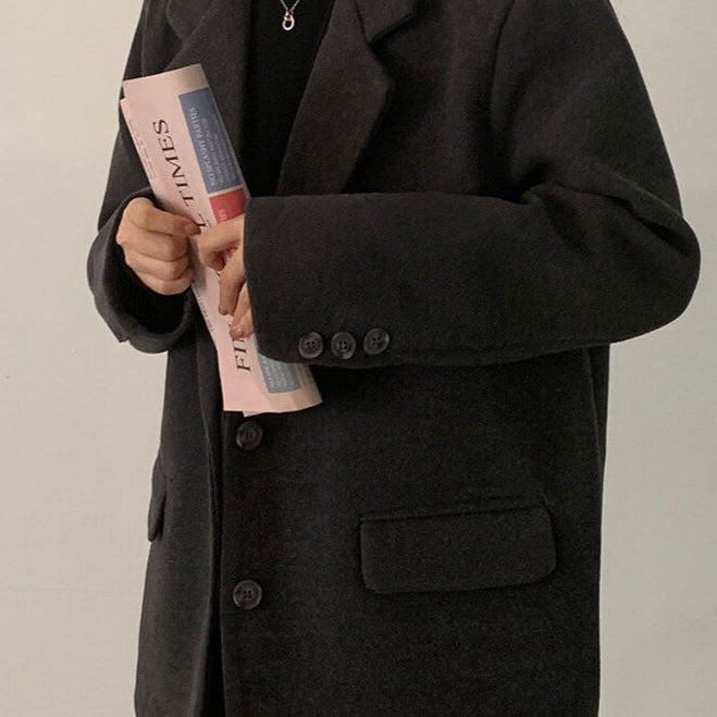 Oversized lang blazer i uldblanding