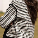 Kort houndstooth-tweedjakke