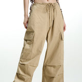 Vintage khaki cargobukser med vide ben