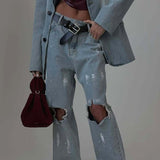 Jeans med brede ben og graffitiprint