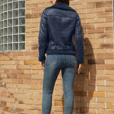 Ruskindsjakke foret med fåreskind og bælte