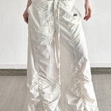 Hvide cargobukser med vide ben og snøre