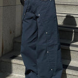 Cargobukser med vide ben, lav talje og nittede slidser