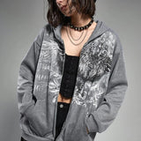 Oversized hættetrøje med ørneprint